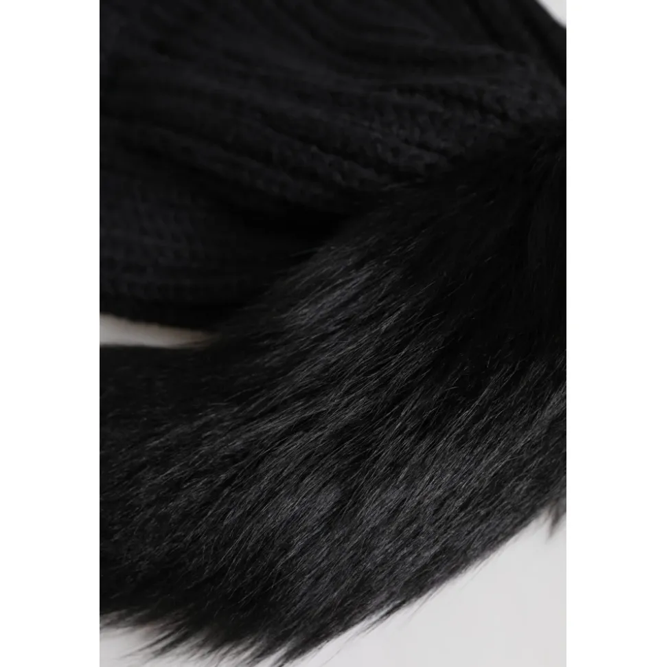 Acrylic Knitted Fur Winter Beanie Hat