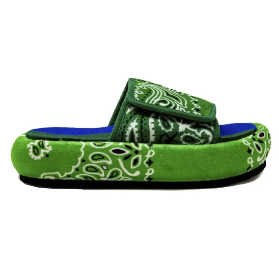 Bandana Platform Sandals - Green/Blue