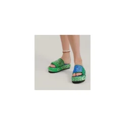 Bandana Platform Sandals - Green/Blue
