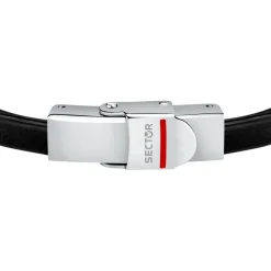 Bandy Bracelet Silver Black Stainless Steel Leather