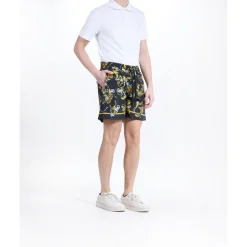 Barocco Print Elastic Waist Shorts