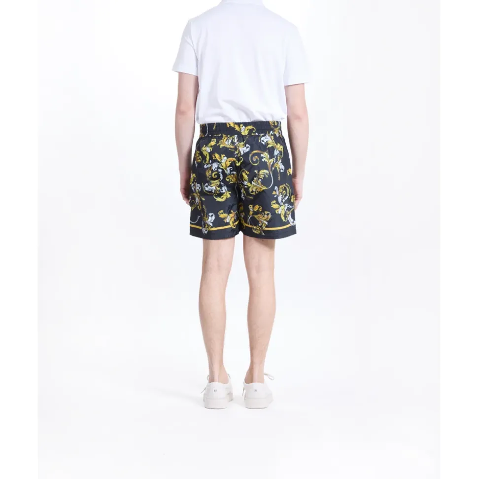 Barocco Print Elastic Waist Shorts