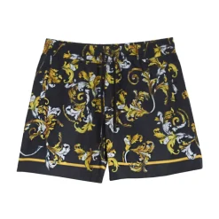 Barocco Print Elastic Waist Shorts