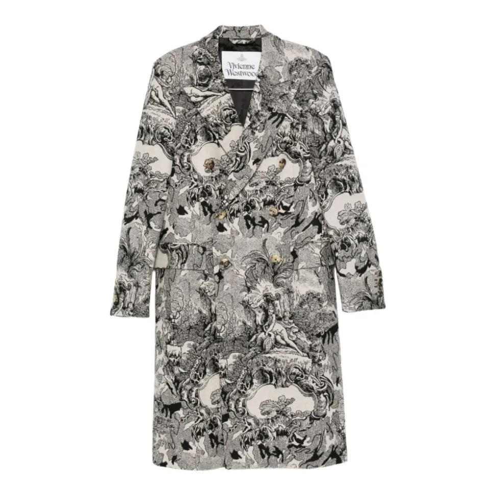 Baroque Print Long Sleeve Coat