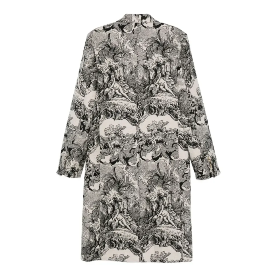 Baroque Print Long Sleeve Coat