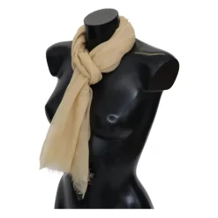 Beige Cashmere Shawl with Fringes