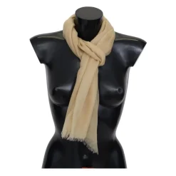 Beige Cashmere Shawl with Fringes