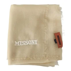 Beige Cashmere Shawl with Fringes