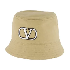 Beige Cotton VLogo Bucket Hat