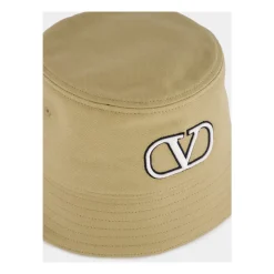 Beige Cotton VLogo Bucket Hat