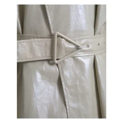 Beige Leather Trench Coat Jacket