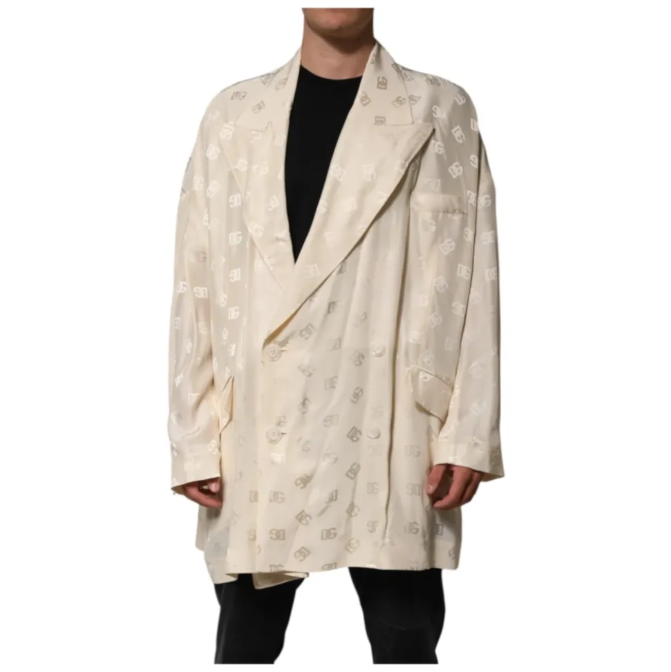 Beige Logo Monogram Coat Jacket