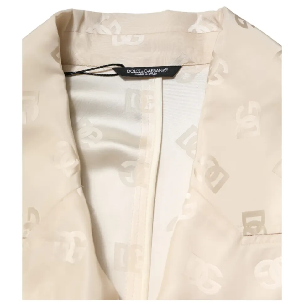 Beige Logo Monogram Coat Jacket