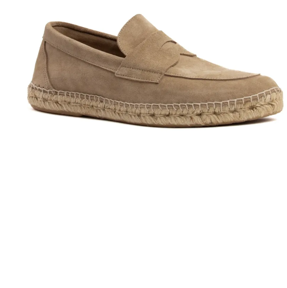 Beige Suede Espadrilles Flat Shoes