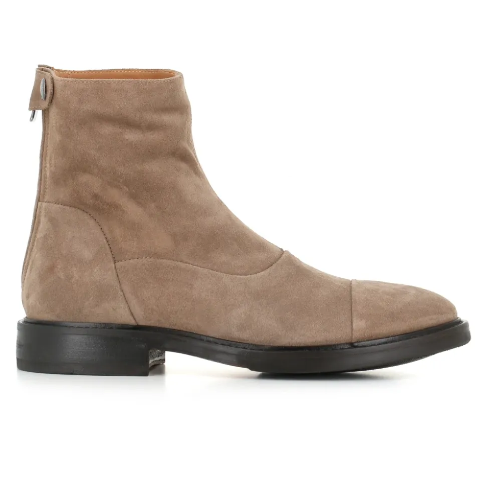 Beige Suede Zip Boots