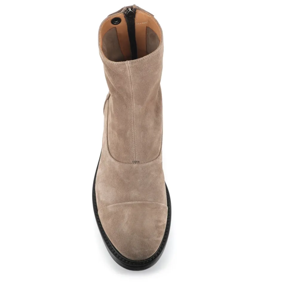 Beige Suede Zip Boots
