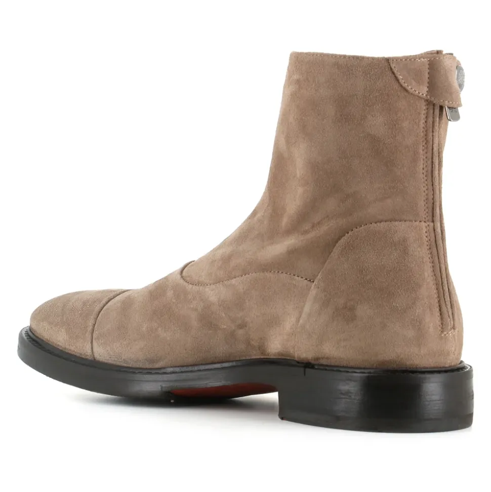 Beige Suede Zip Boots