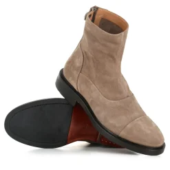 Beige Suede Zip Boots