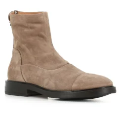 Beige Suede Zip Boots
