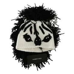 Black and White Knitted Cashmere Beanie