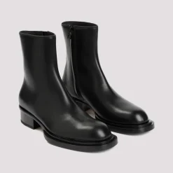 Black Ankle Boots Round Toe Zipper