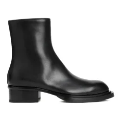 Black Ankle Boots Round Toe Zipper