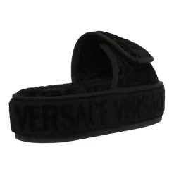 Black Baroque Slides with Medusa Emblem