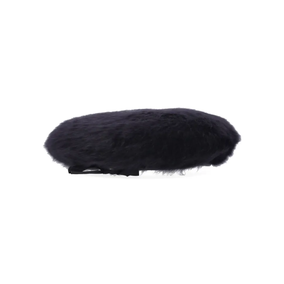 Black Beret Hat with Synthetic Leather