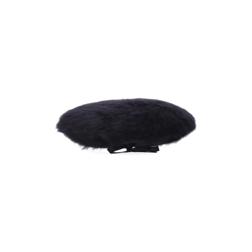 Black Beret Hat with Synthetic Leather