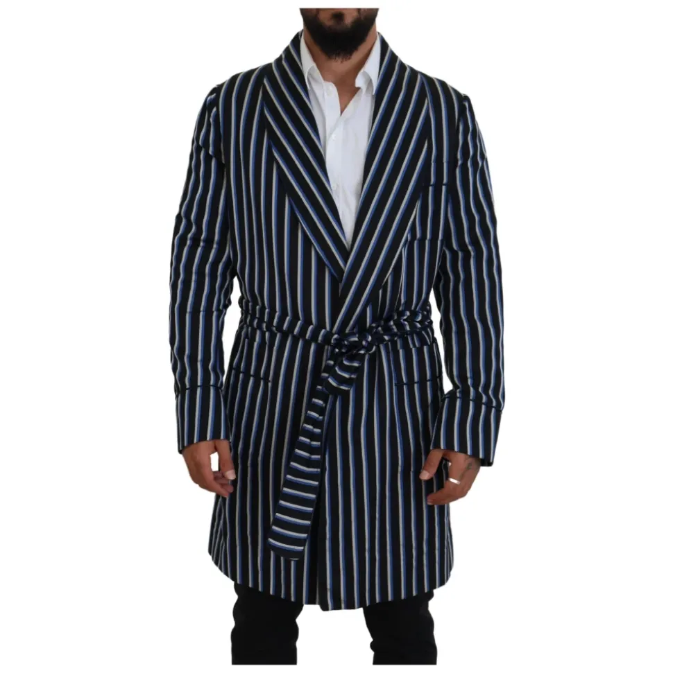 Black Blue Martini Printed Lining Robe