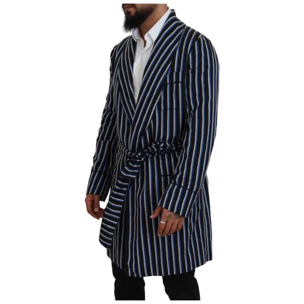 Black Blue Martini Printed Lining Robe