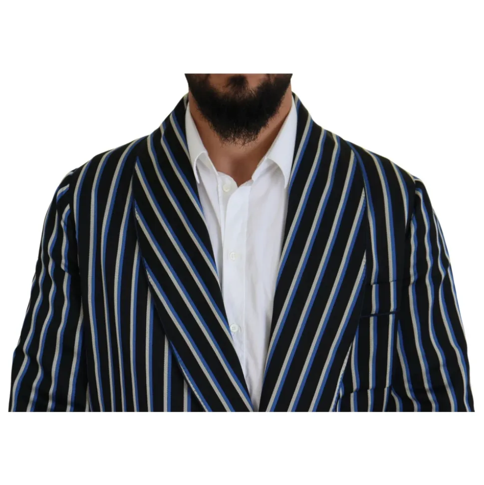 Black Blue Martini Printed Lining Robe