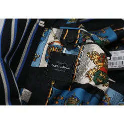 Black Blue Martini Printed Lining Robe