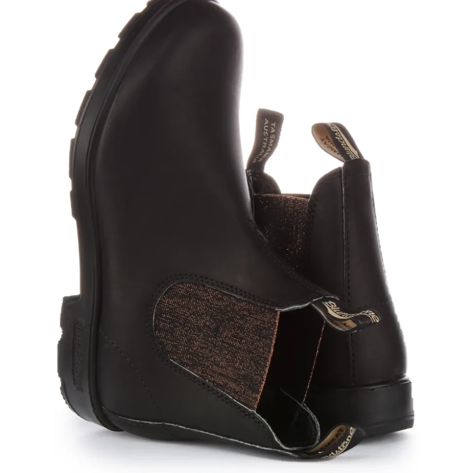 Black Bronze Glitter Ankle Boots