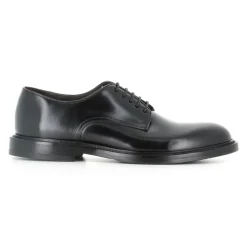 Black Brushed Leather Derby Shoes