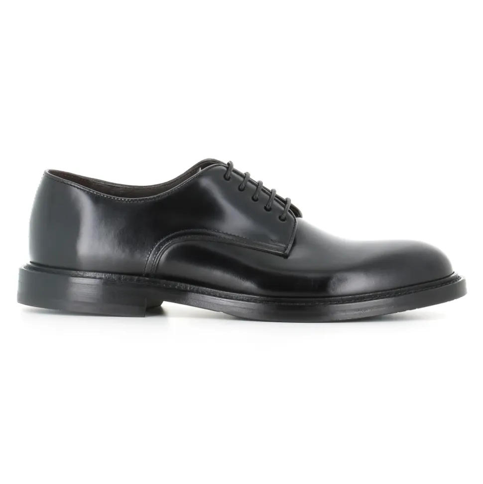 Black Brushed Leather Derby Shoes