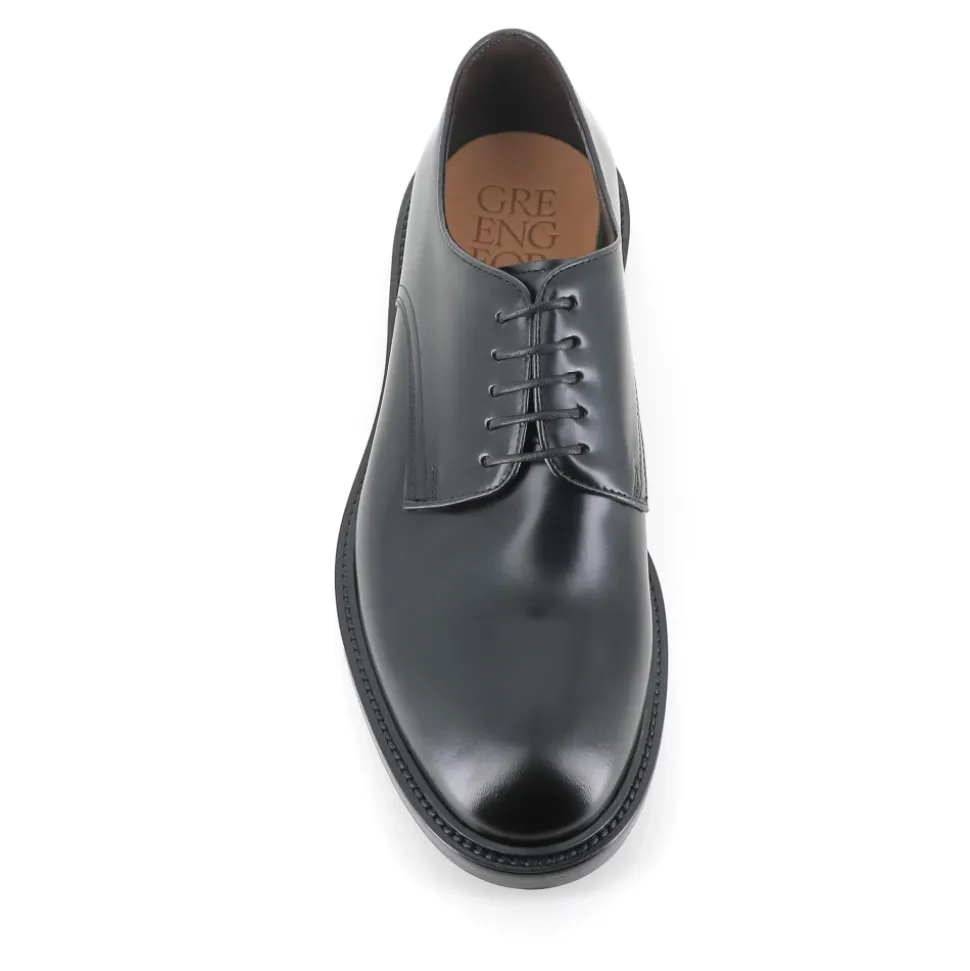 Black Brushed Leather Derby Shoes