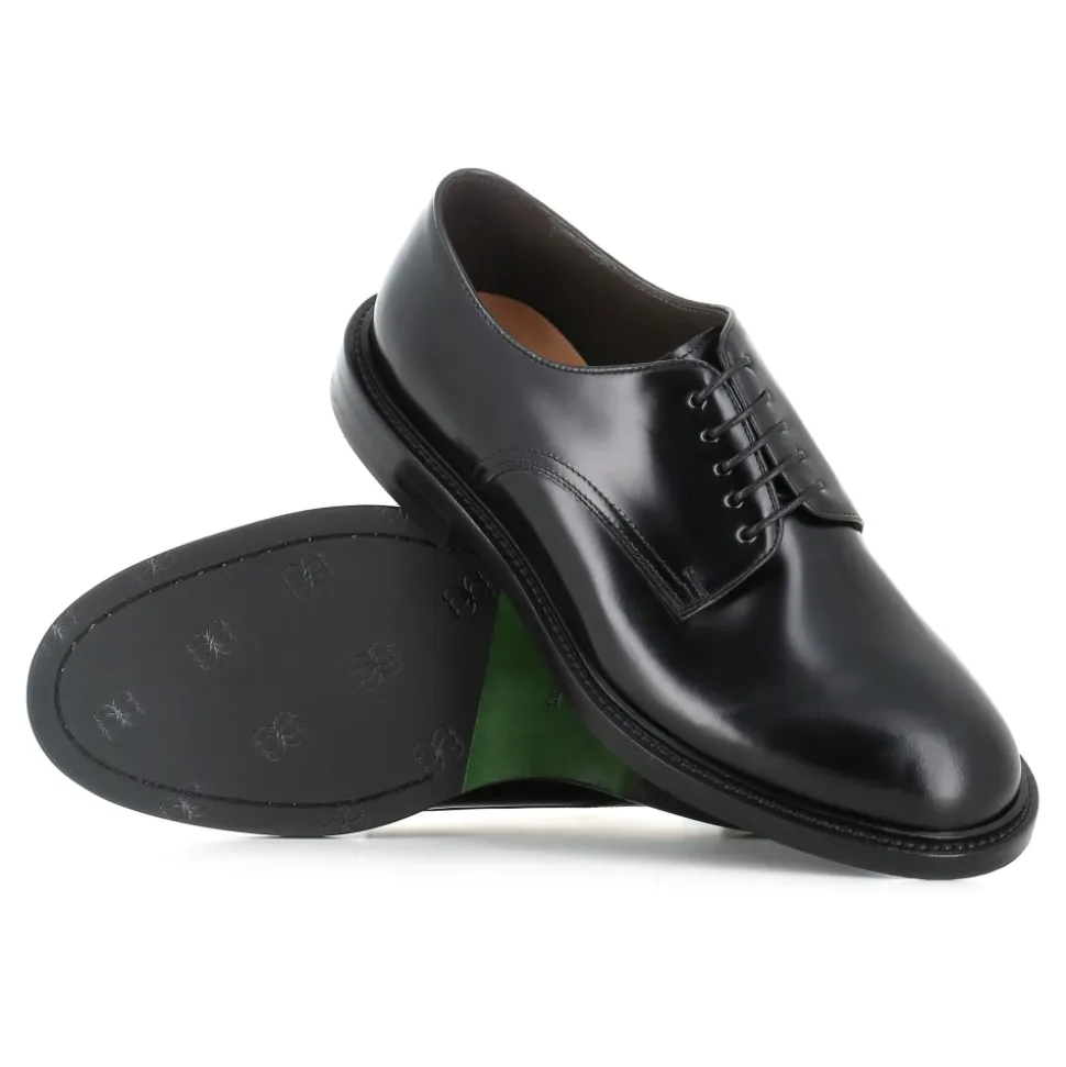 Black Brushed Leather Derby Shoes