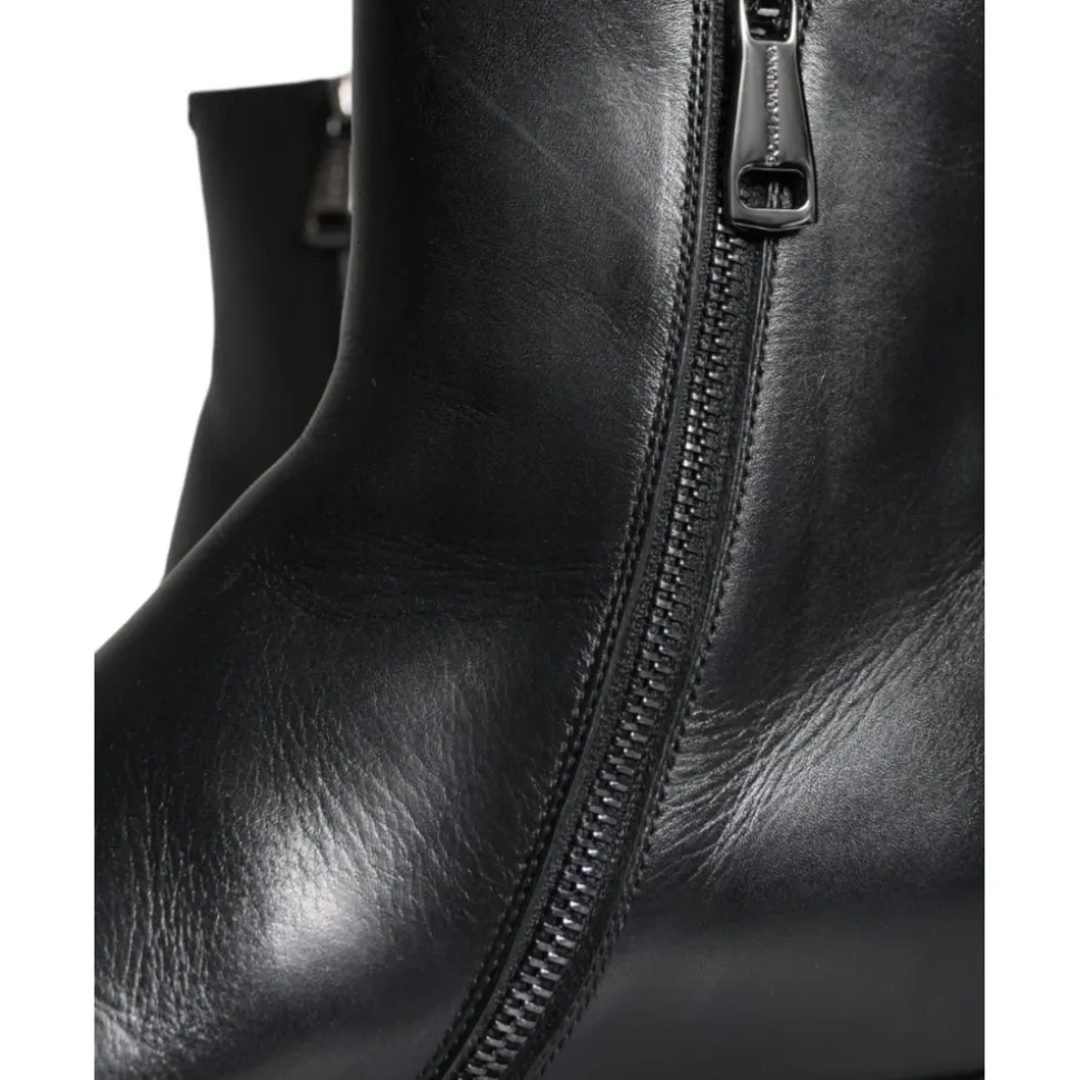 Black Calf Leather Men's Boots Shoes