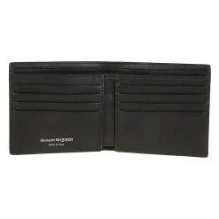 Black Calfskin Wallet with Stud Detail