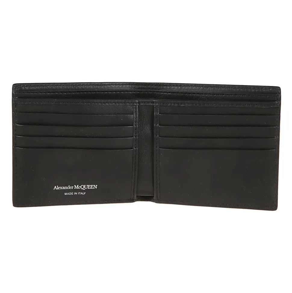 Black Calfskin Wallet with Stud Detail