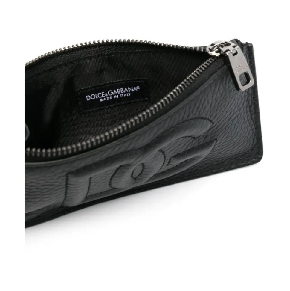 Black Card Holder with Embossed Logo