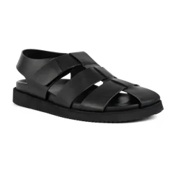 Black Casual Flat Sandals for Men