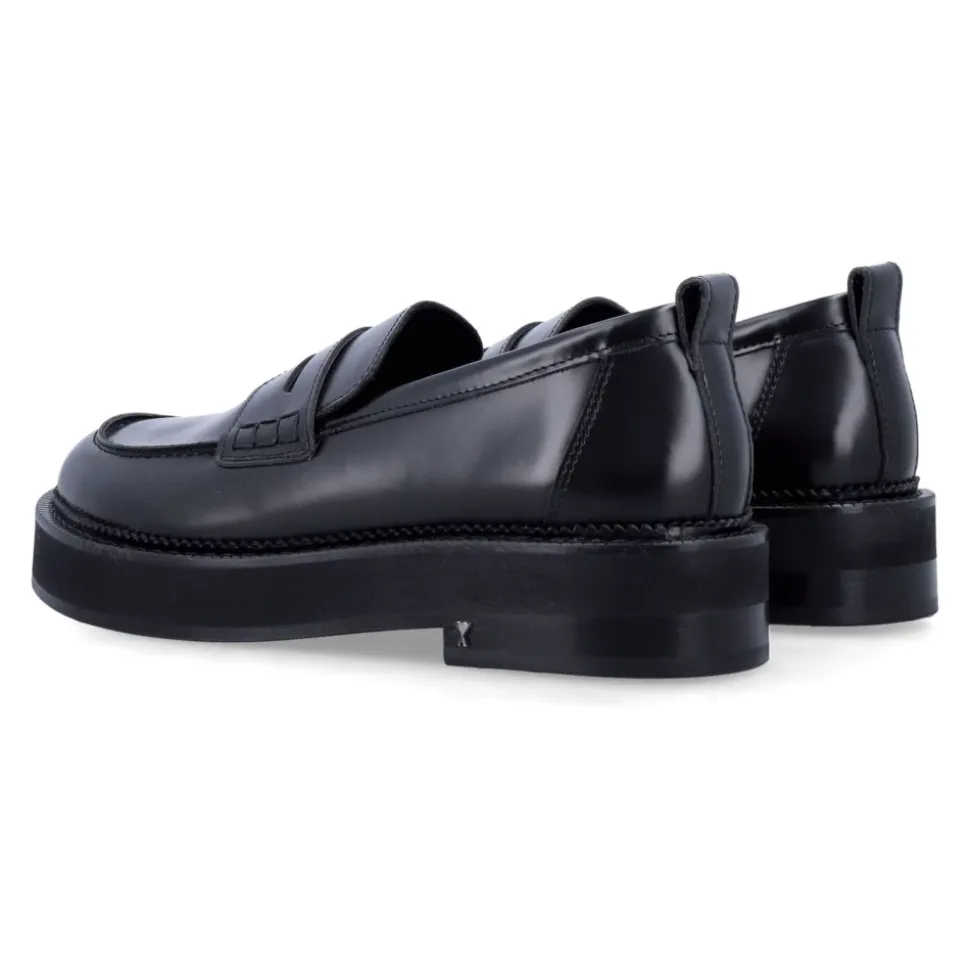 Black Chunky Loafers Closed Shoes