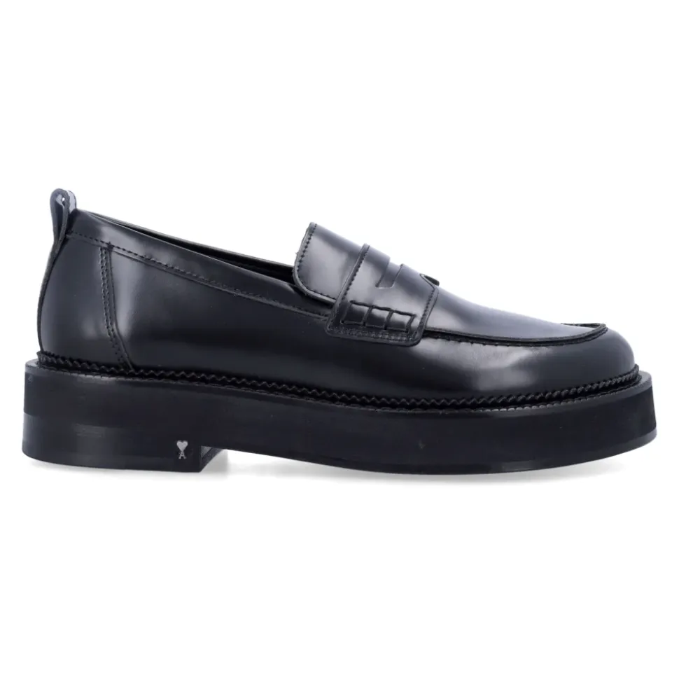 Black Chunky Loafers Closed Shoes