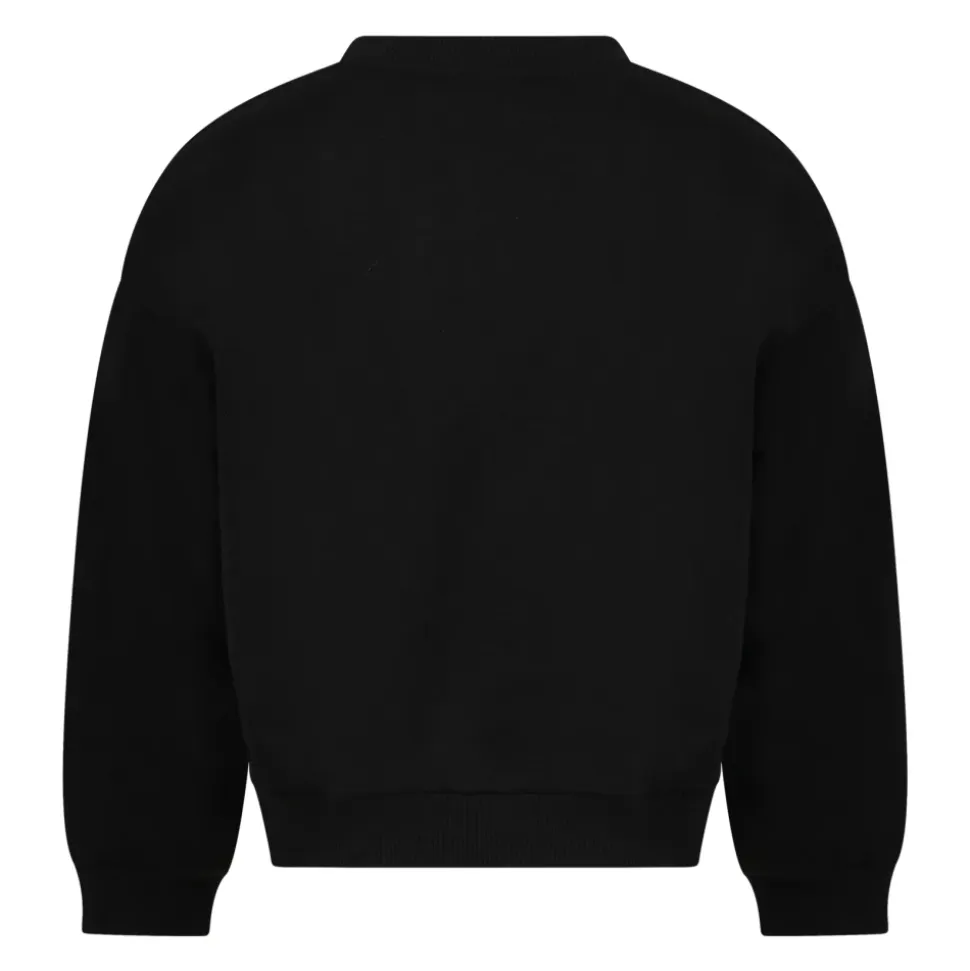 Black Cotton Fleece Sweatshirt with Logo