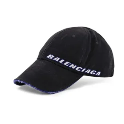 Black Cotton Logo Embroidered Hat