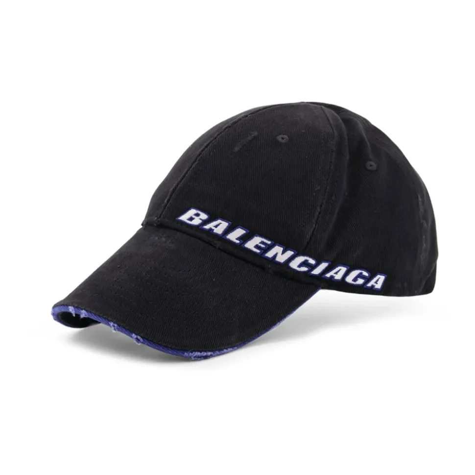 Black Cotton Logo Embroidered Hat