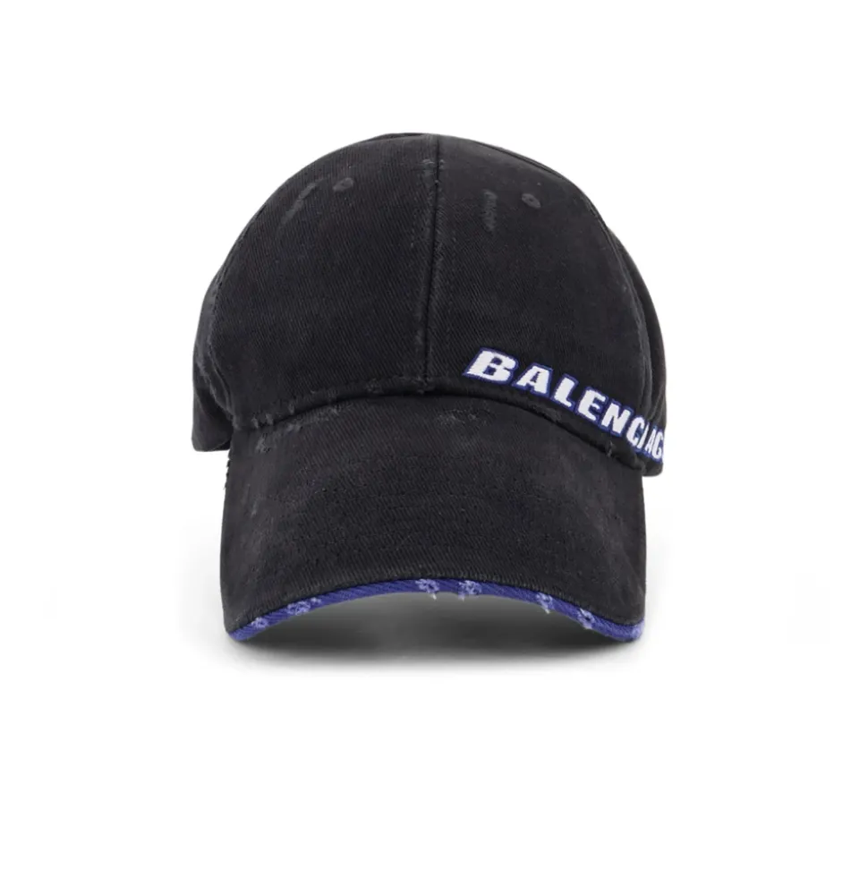 Black Cotton Logo Embroidered Hat