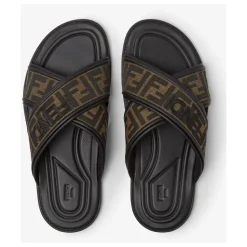 Black Crisscross Sandals with FF Motif